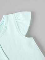 Popees Baby Girls Bonjour Embroidered Flutter Sleeve Vest | Soft Cotton Front-Open Top |0-6 Months