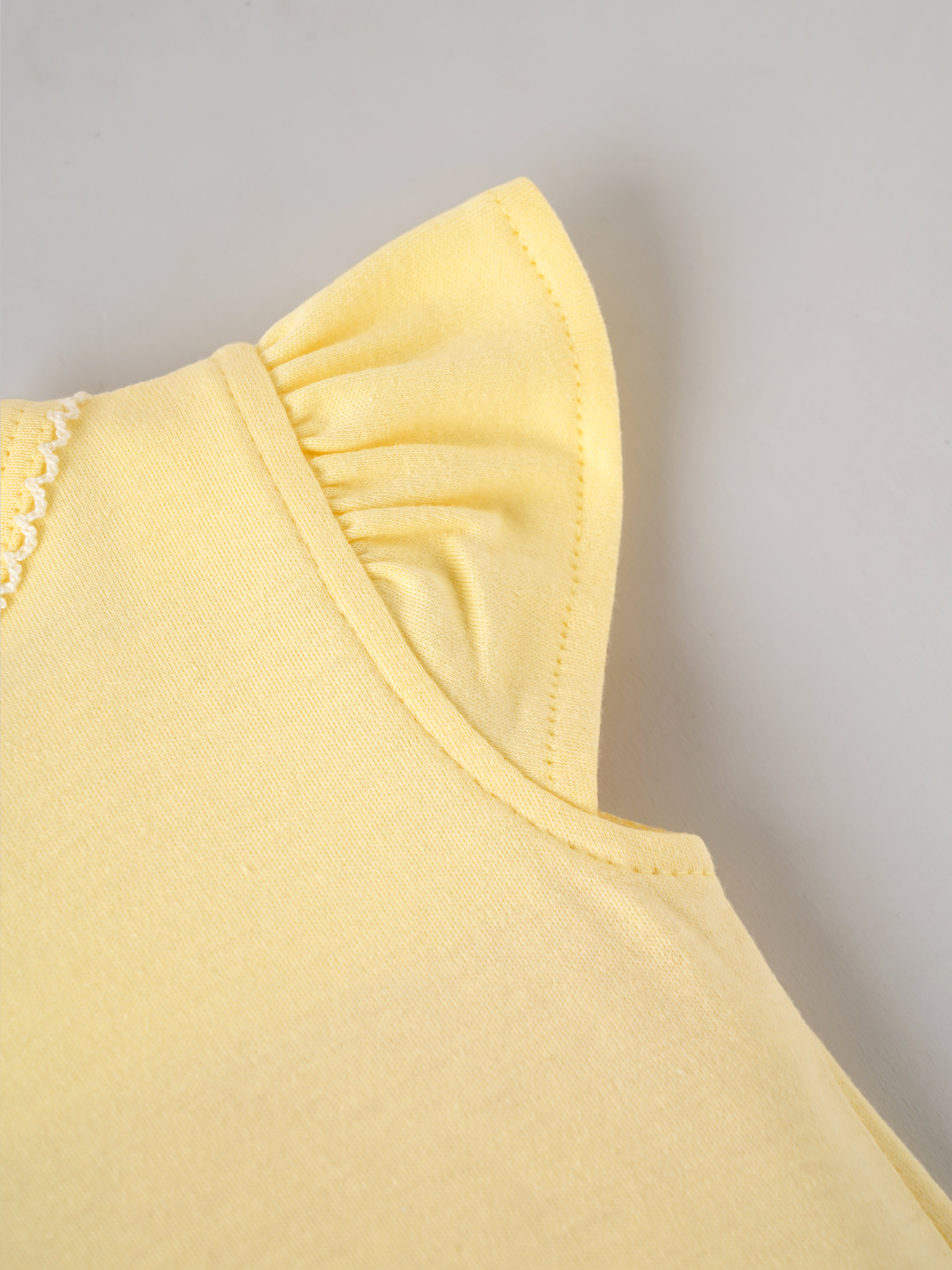 Popees Baby Girls Bamboo Cotton Jhabla | Yellow | Tiny Baby to 6 Months