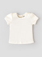 Popees Baby Girls Textured Pinafore Dress Set with Short Sleeve Top | Soft Cotton Blend 2-Piece Outfit | NB-9 Months