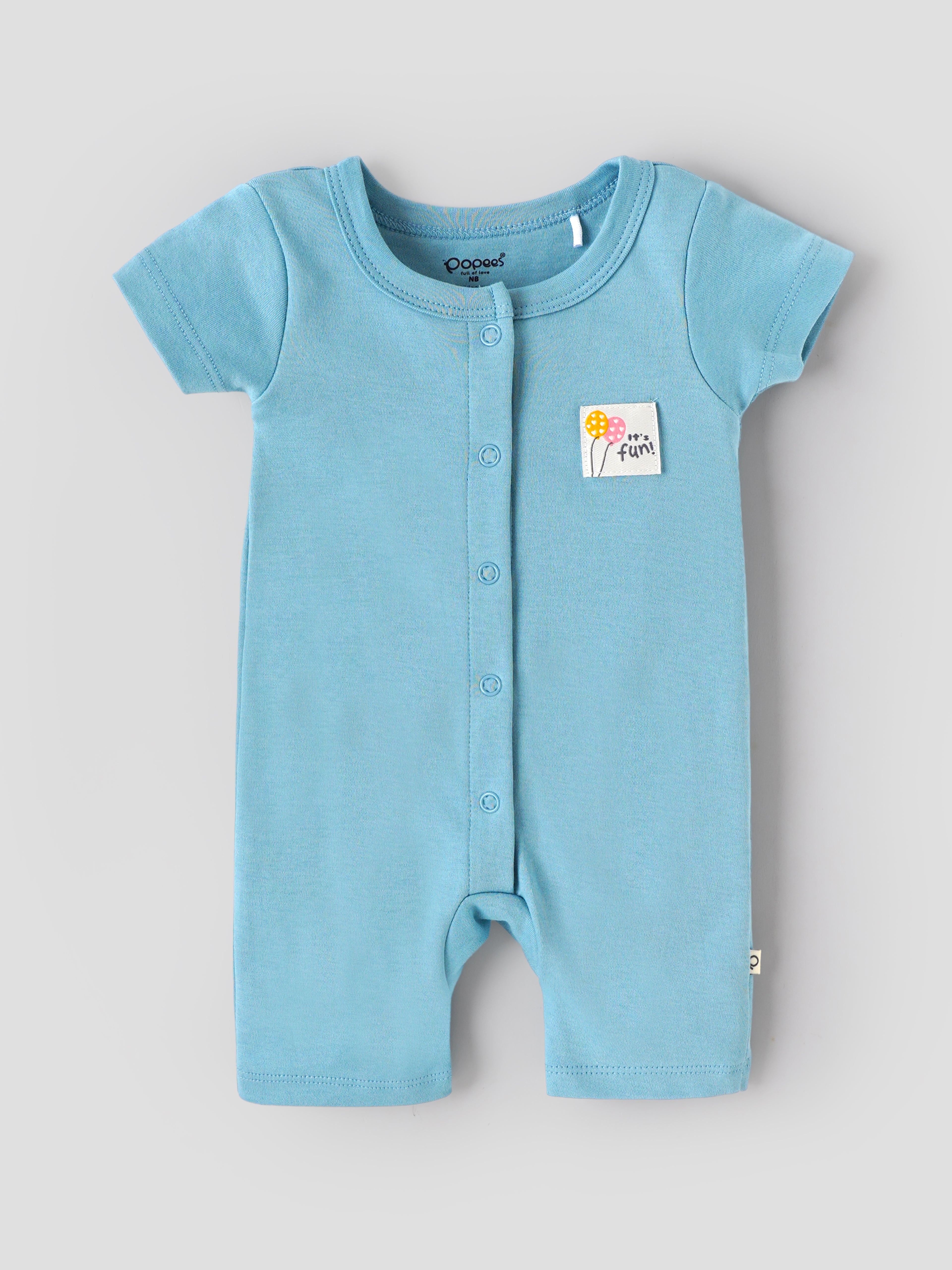 Popees Baby Girls Solid Half Sleeve Romper | Soft Cotton Front Snap| Comfortable Everyday Wear | Newborn–24 Months