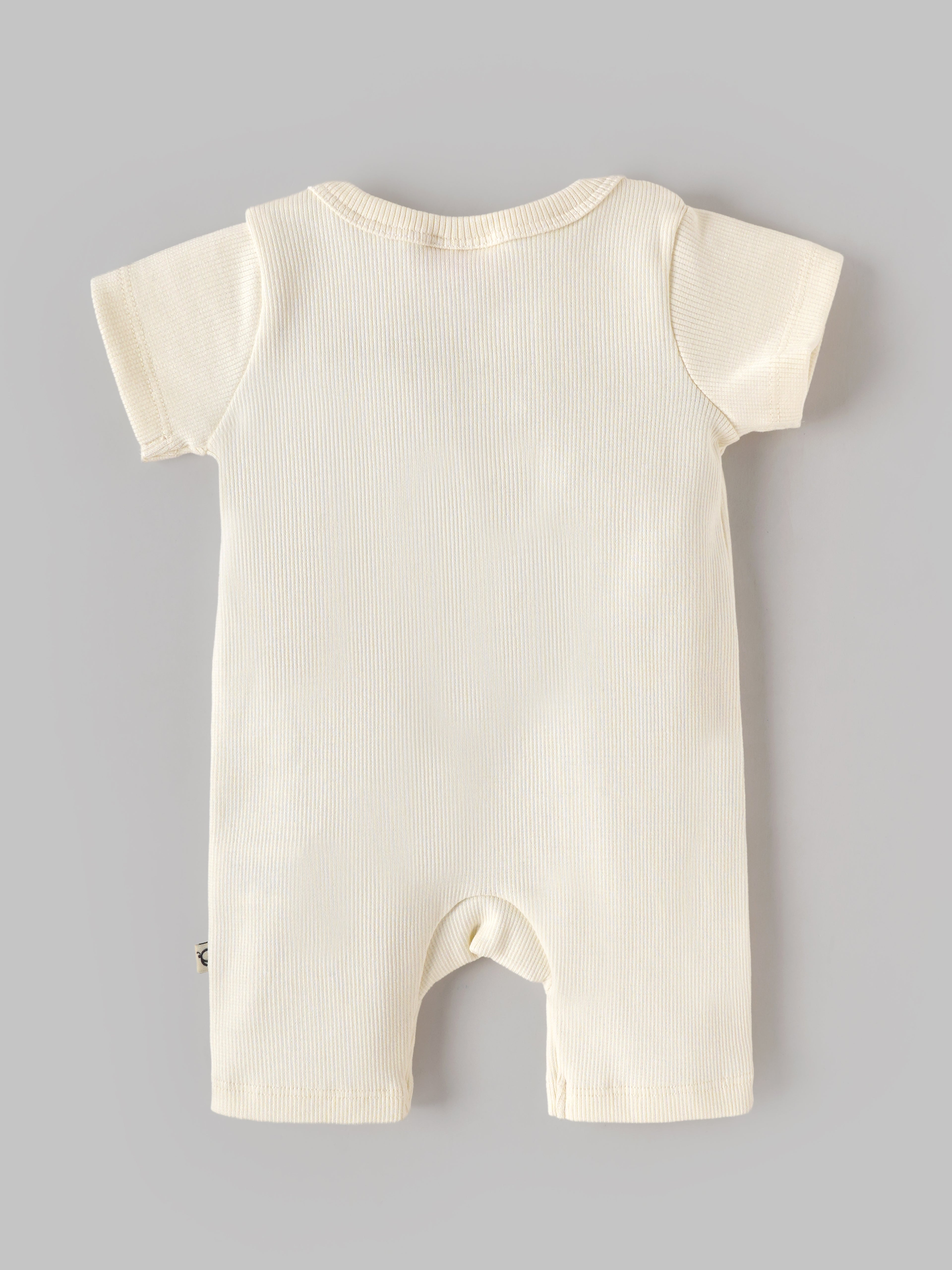 Popees Baby Girls Ribbed Cotton Half Sleeve Romper | Front Snap Button Onesie with Soccer Patch | Soft & Breathable | 0–6 Months