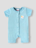 Popees Baby Girls Solid Half Sleeve Romper | Soft Cotton Front Open Snap Button Onesie with "It's Fun!" Patch |0–6 Months