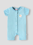 Popees Baby Girls Solid Half Sleeve Romper | Soft Cotton Front Open Snap Button Onesie with "It's Fun!" Patch |0–6 Months