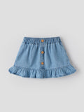 Popees Baby Girls Denim Skirt with Front Buttons and Ruffle Hem |0-9 Months