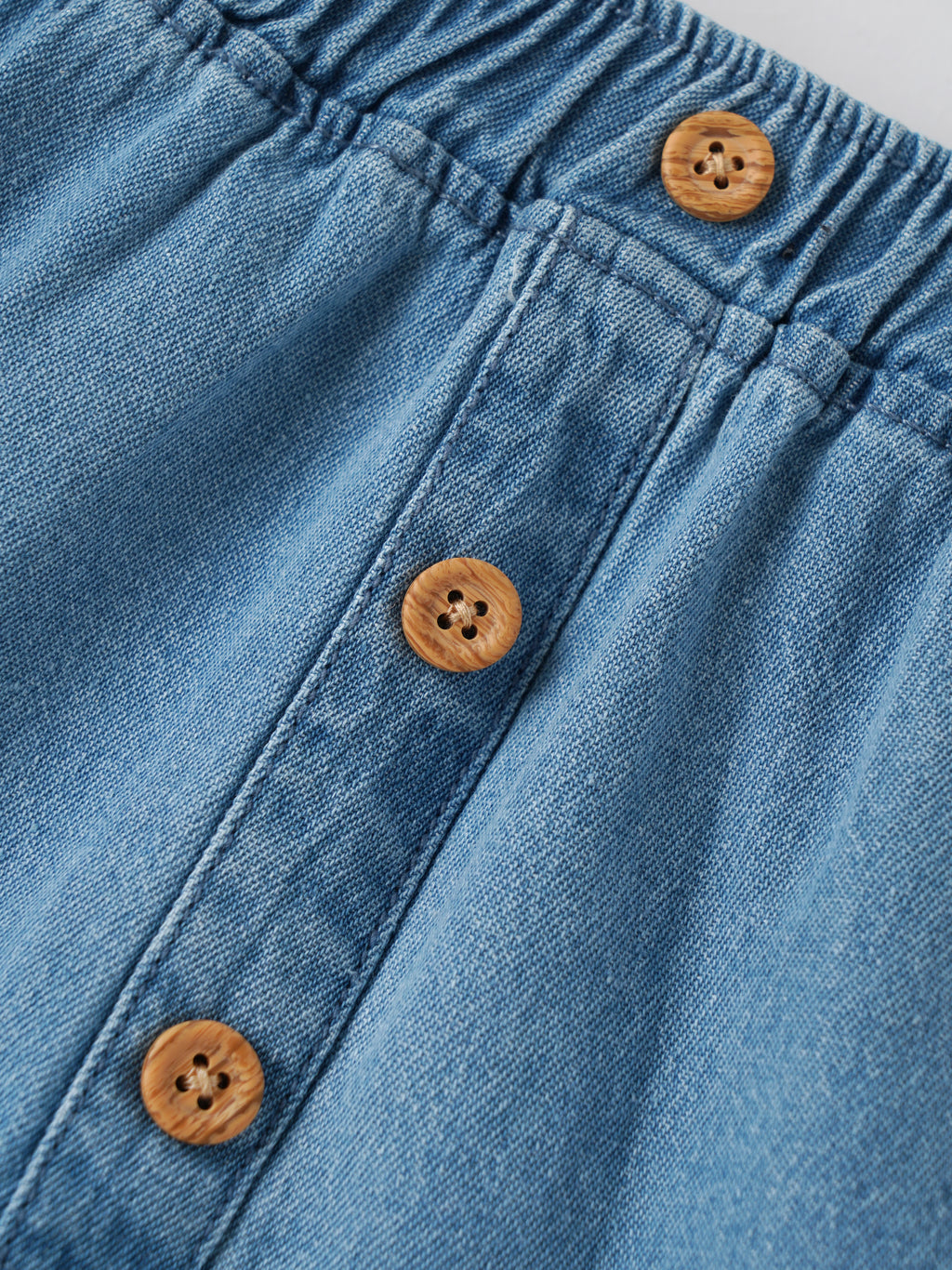 Popees Baby Girls Denim Skirt with Front Buttons and Ruffle Hem |0-9 Months