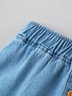 Popees Baby Girls Denim Skirt with Front Buttons and Ruffle Hem |0-9 Months