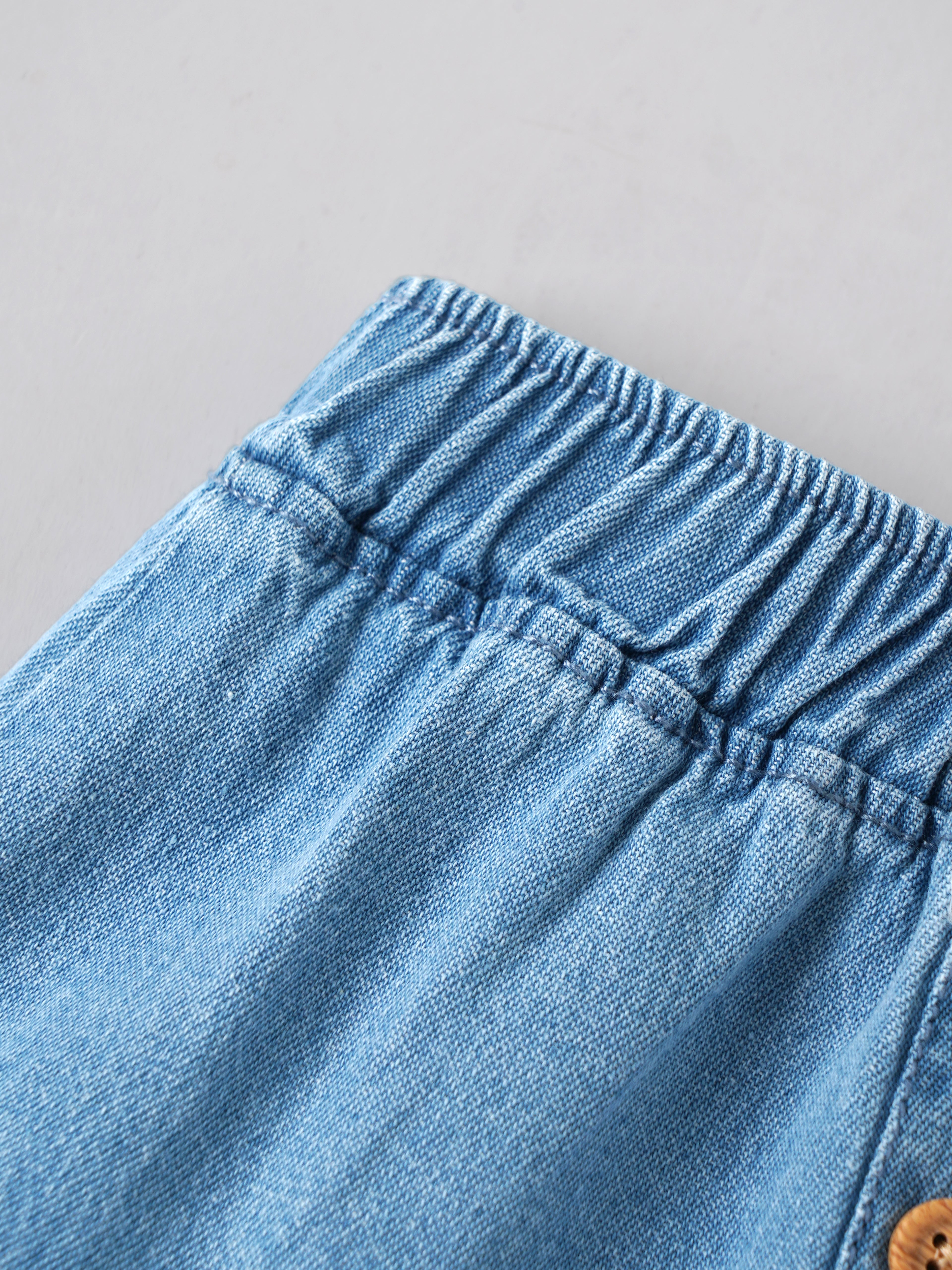 Popees Baby Girls Denim Skirt with Front Buttons and Ruffle Hem |0-9 Months