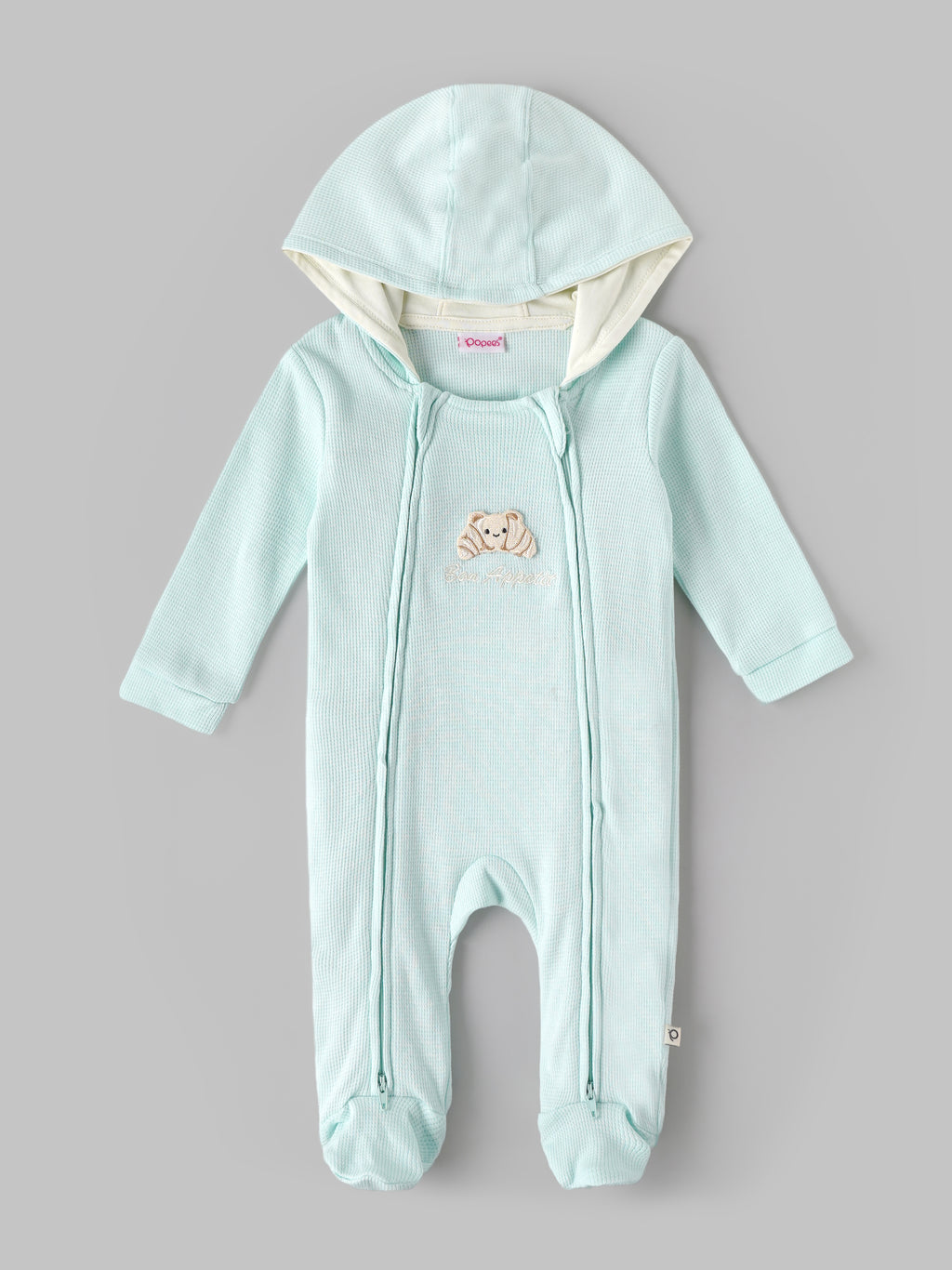 Popees Baby Girls  Hooded Full-Sleeve Romper with Front Zipper 0-9 Months