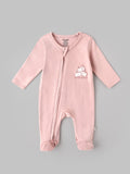 Popees Baby Girls Sleep Suit|100% Cotton Front Open| Full Sleeve| Newborn to 9 Months