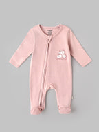 Popees Baby Girls Sleep Suit|100% Cotton Front Open| Full Sleeve| Newborn to 9 Months