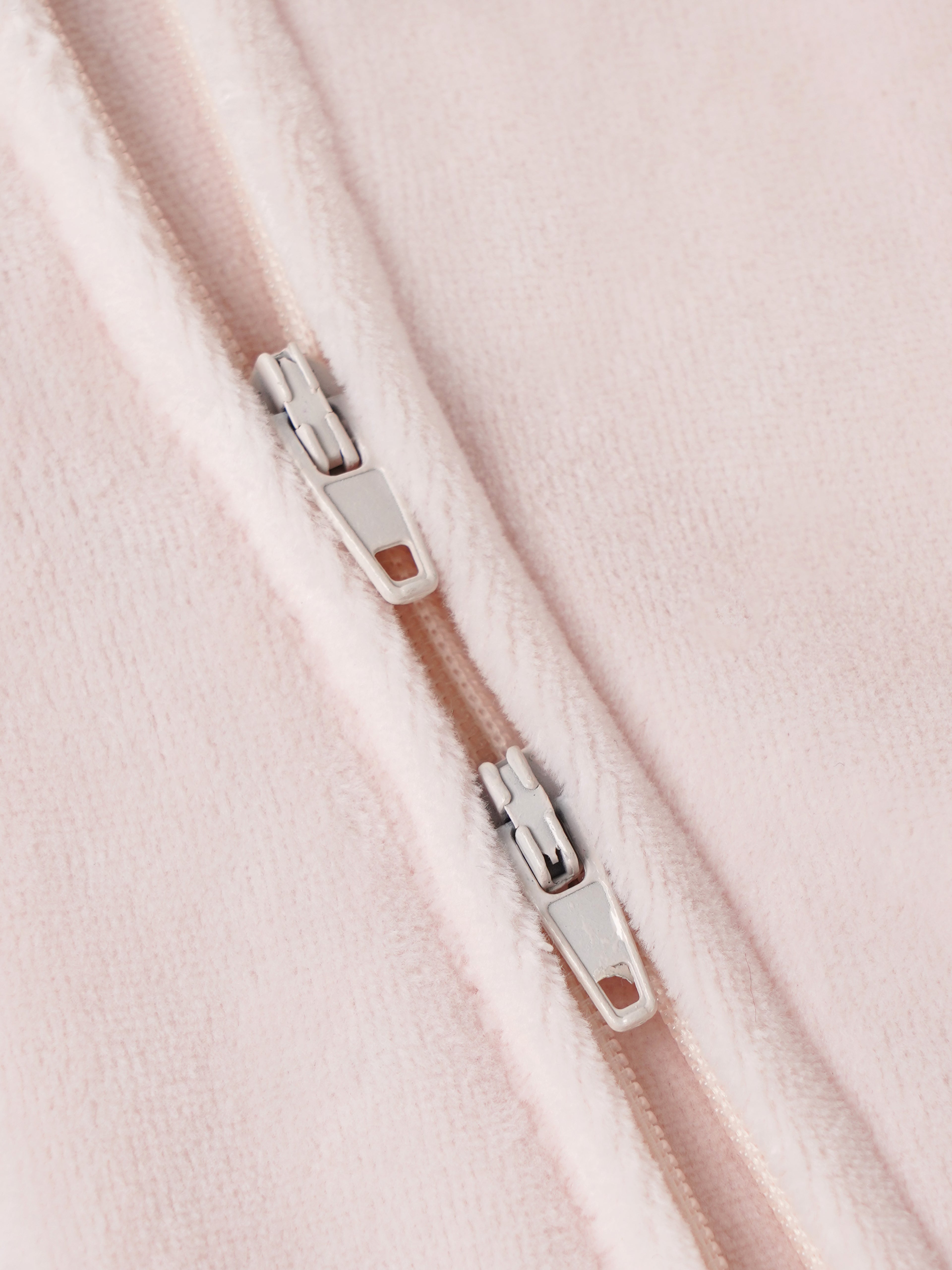 Popees Baby Girls Cherry Embroidered Velour Sleepsuit | Soft Zip-Up Footed Romper | Light Pink | 0-6 Months