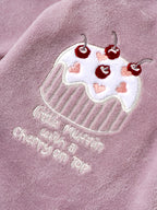Popees Baby Girls Sleepsuit with Cherry Cupcake Embroidery | Ultra Soft Front Zip Romper |0–6 Months