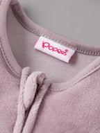 Popees Baby Girls Sleepsuit with Cherry Cupcake Embroidery | Ultra Soft Front Zip Romper |0–6 Months