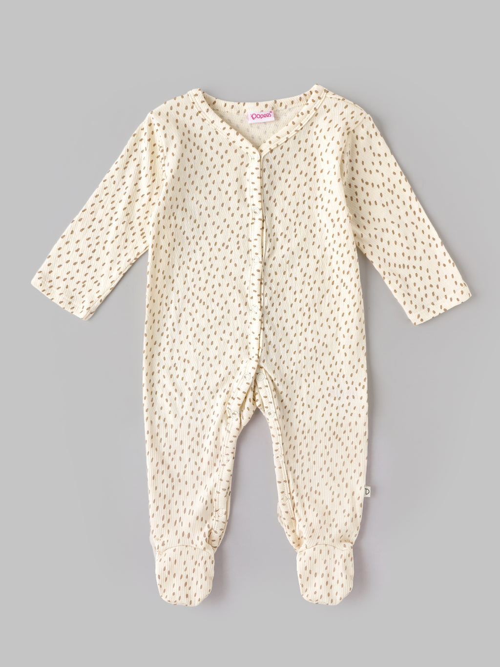 Popees Baby Girls Soft & Stylish Printed Sleepsuit | Full Sleeve Baby SleepSuit with Covered Feet | Front Snap Closure | 0–6 Months