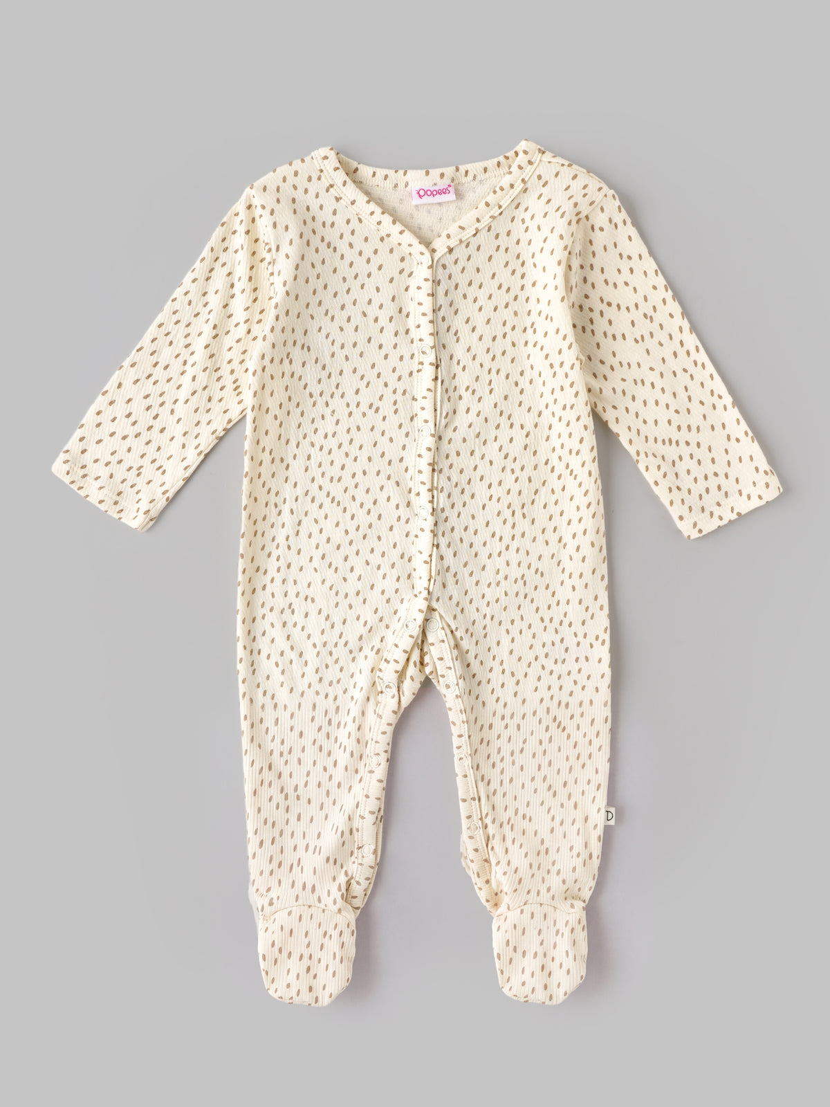 Popees Baby Girls Soft & Stylish Printed Sleepsuit | Full Sleeve Baby SleepSuit with Covered Feet | Front Snap Closure | 0–6 Months