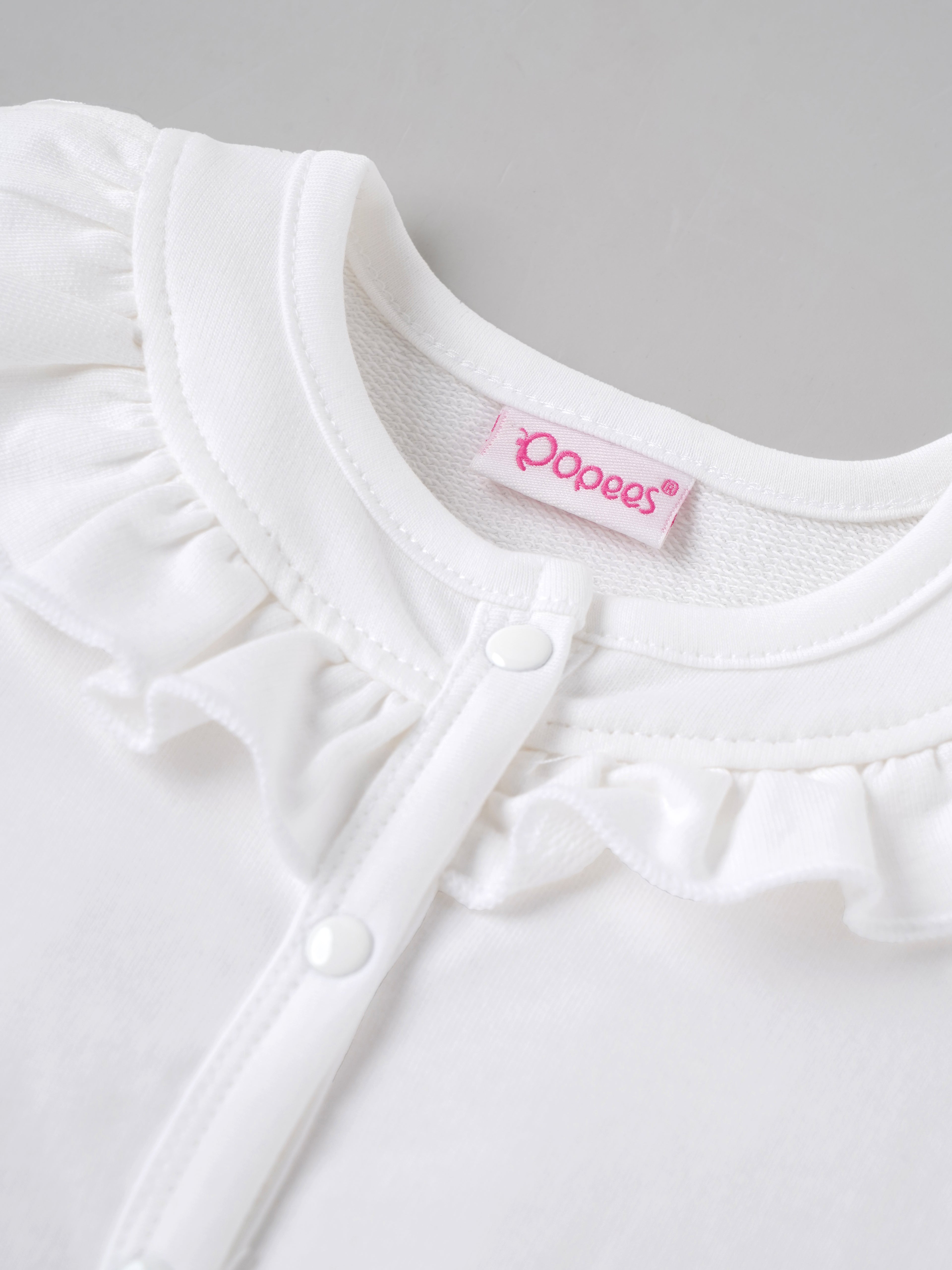 Popees Baby Girls Soft & Stylish Bunny Print Top & Bloomer Set | Frill Collar Half Sleeve Top with Matching Bloomer Shorts | White | Cute Everyday Wear |0–9 Months