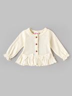 Popees Baby Girls Cotton Coordinated Set | Cream & Sky Blue | Newborn to 9 Months