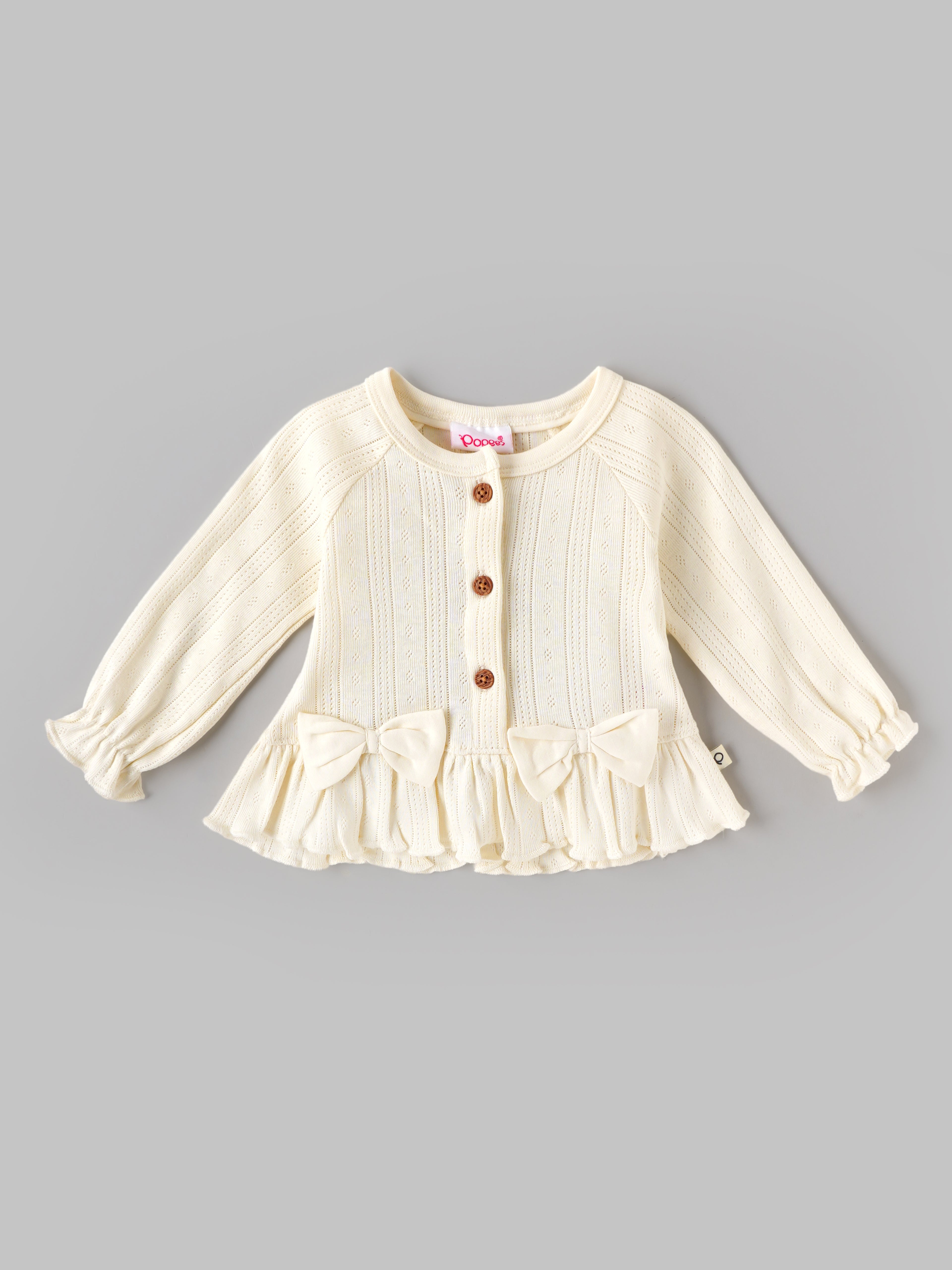 Popees Baby Girls Cotton Coordinated Set | Cream & Sky Blue | Newborn to 9 Months