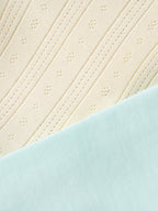 Popees Baby Girls Cotton Coordinated Set | Cream & Sky Blue | Newborn to 9 Months