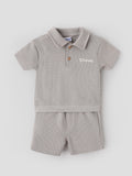Popees Baby Girls Stylish Waffle Polo T-Shirt & Shorts Set | Collared Half-Sleeve Top with Matching Shorts | 0-9 Months