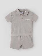 Popees Baby Girls Stylish Waffle Polo T-Shirt & Shorts Set | Collared Half-Sleeve Top with Matching Shorts | 0-9 Months