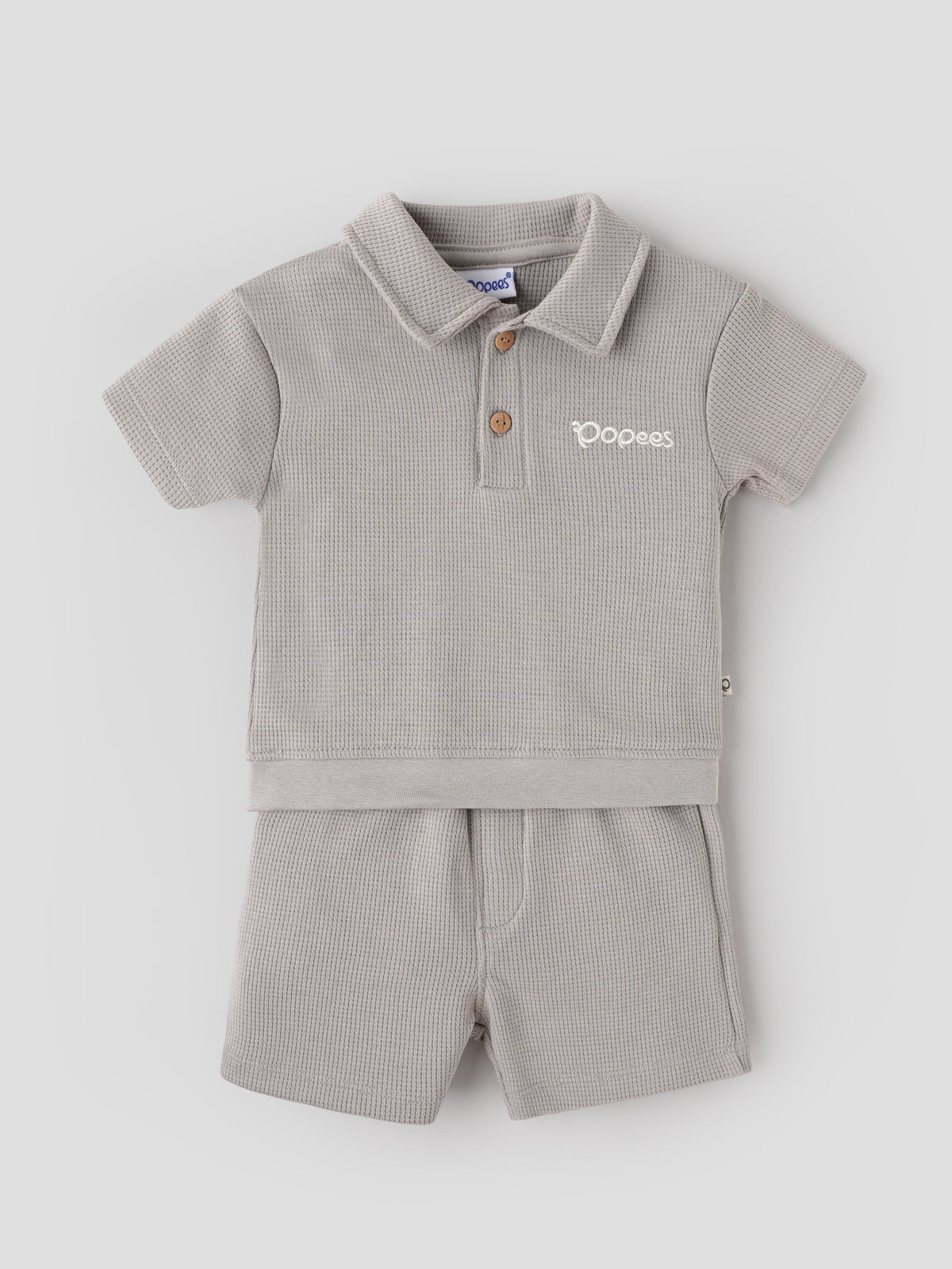 Popees Baby Girls Stylish Waffle Polo T-Shirt & Shorts Set | Collared Half-Sleeve Top with Matching Shorts | 0-9 Months