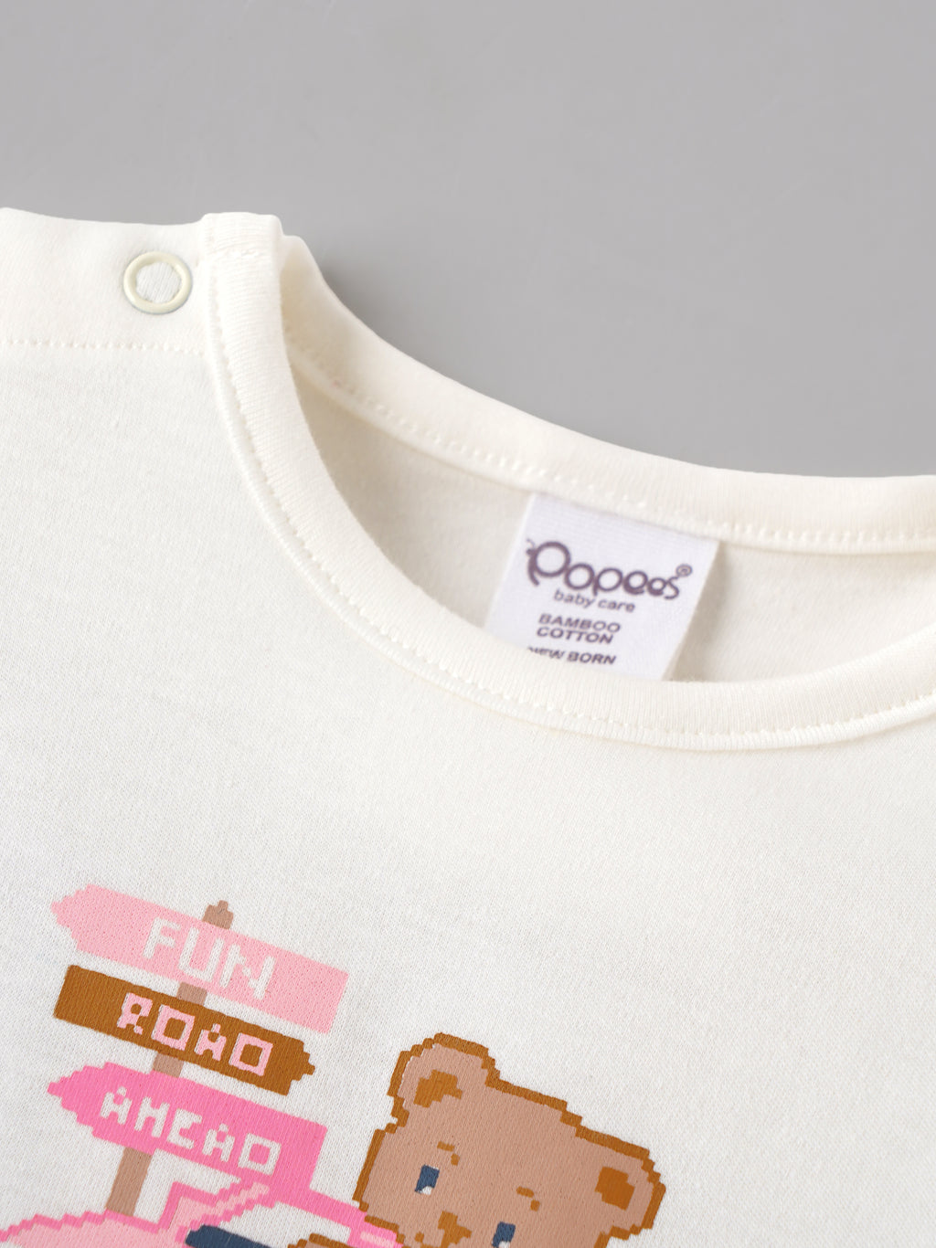 Popees Baby Girls Organic Bamboo Cotton Top & Shorts Set | Bear Print Puff Sleeve Top with Soft Shorts| 0–9 Months
