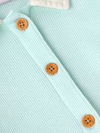Popees Baby Girls Soft & Stylish Textured Full Sleeve Collared Top | Button Front Casual Shirt | Mint Green & Cream|0 to 9 Months