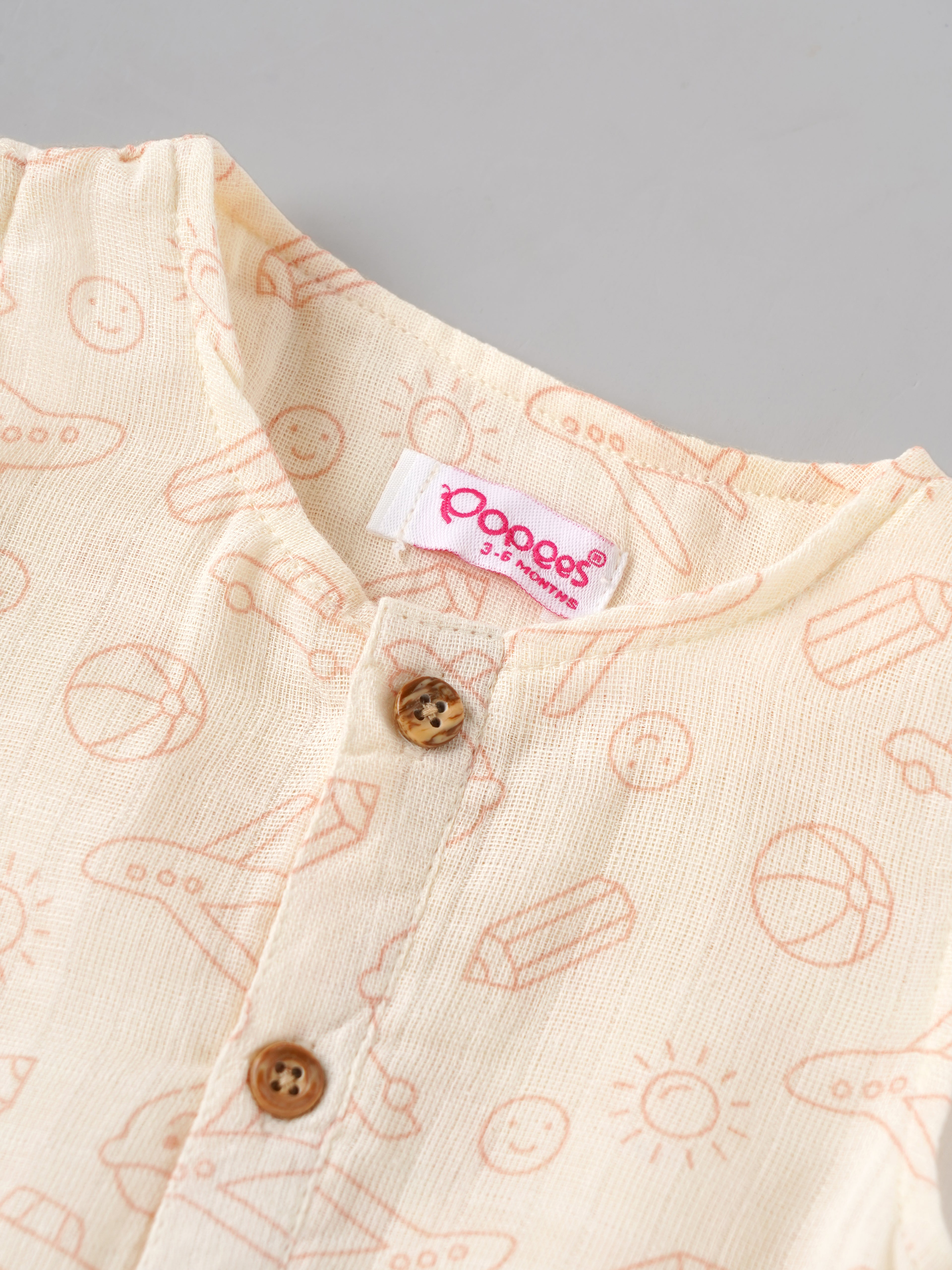 Popees Baby Unisex Sleeveless Printed Muslin Romper | Soft Cotton Snap Button Bodysuit |0–9 Months