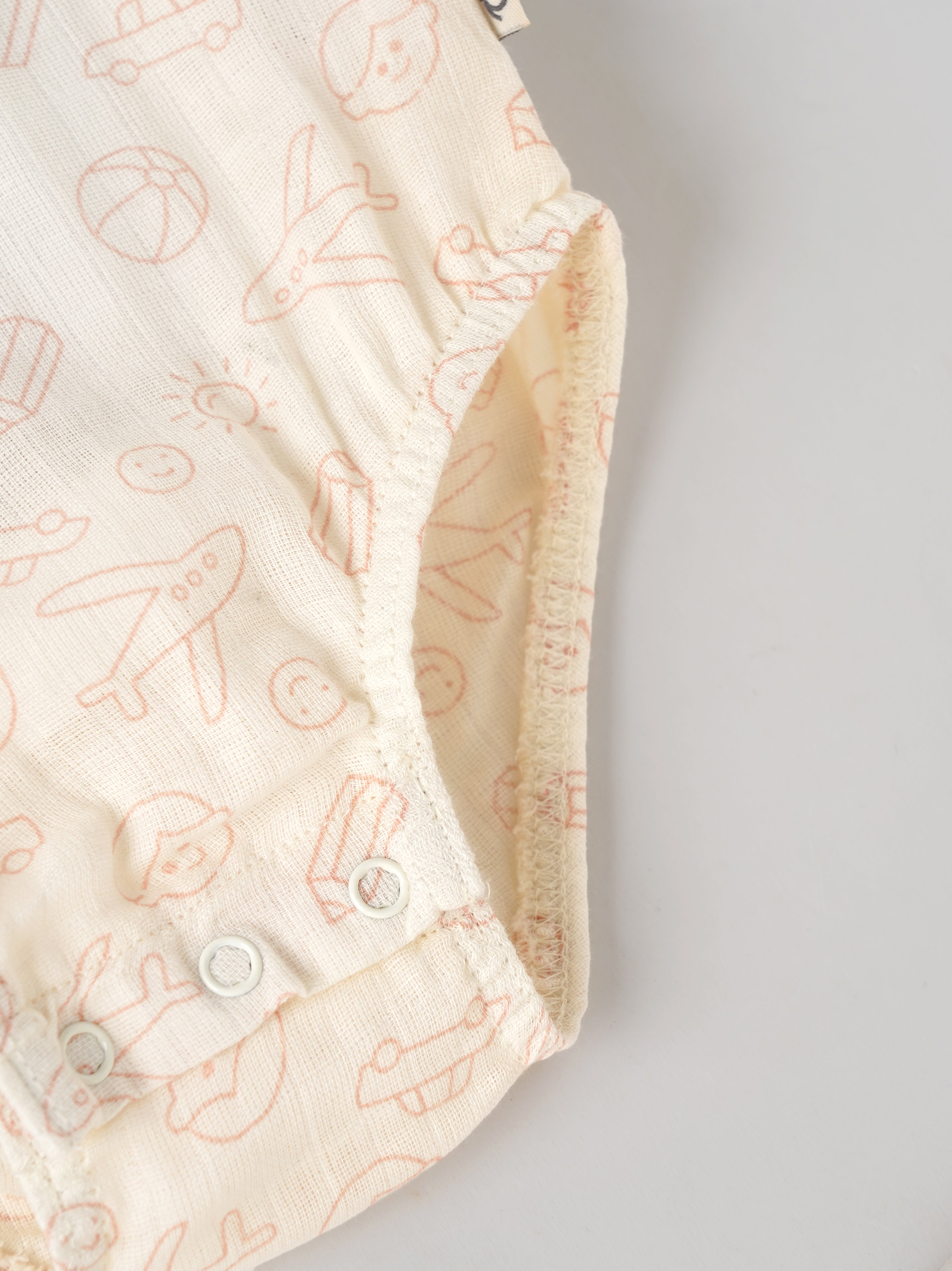 Popees Baby Unisex Sleeveless Printed Muslin Romper | Soft Cotton Snap Button Bodysuit |0–9 Months