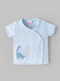 Popees Baby Unisex Soft & Stylish Short Sleeve Front Open Jhabla | Cute Dino Printed Cotton Baby Top | Tiny Baby – 6 Months