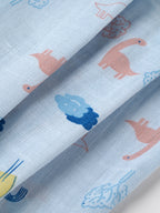 Popees Baby Unisex Printed Short Sleeve Front Open Shirt | Soft & Comfortable Dinosaur Print Casual Shirt | Light Blue |0-6 Months