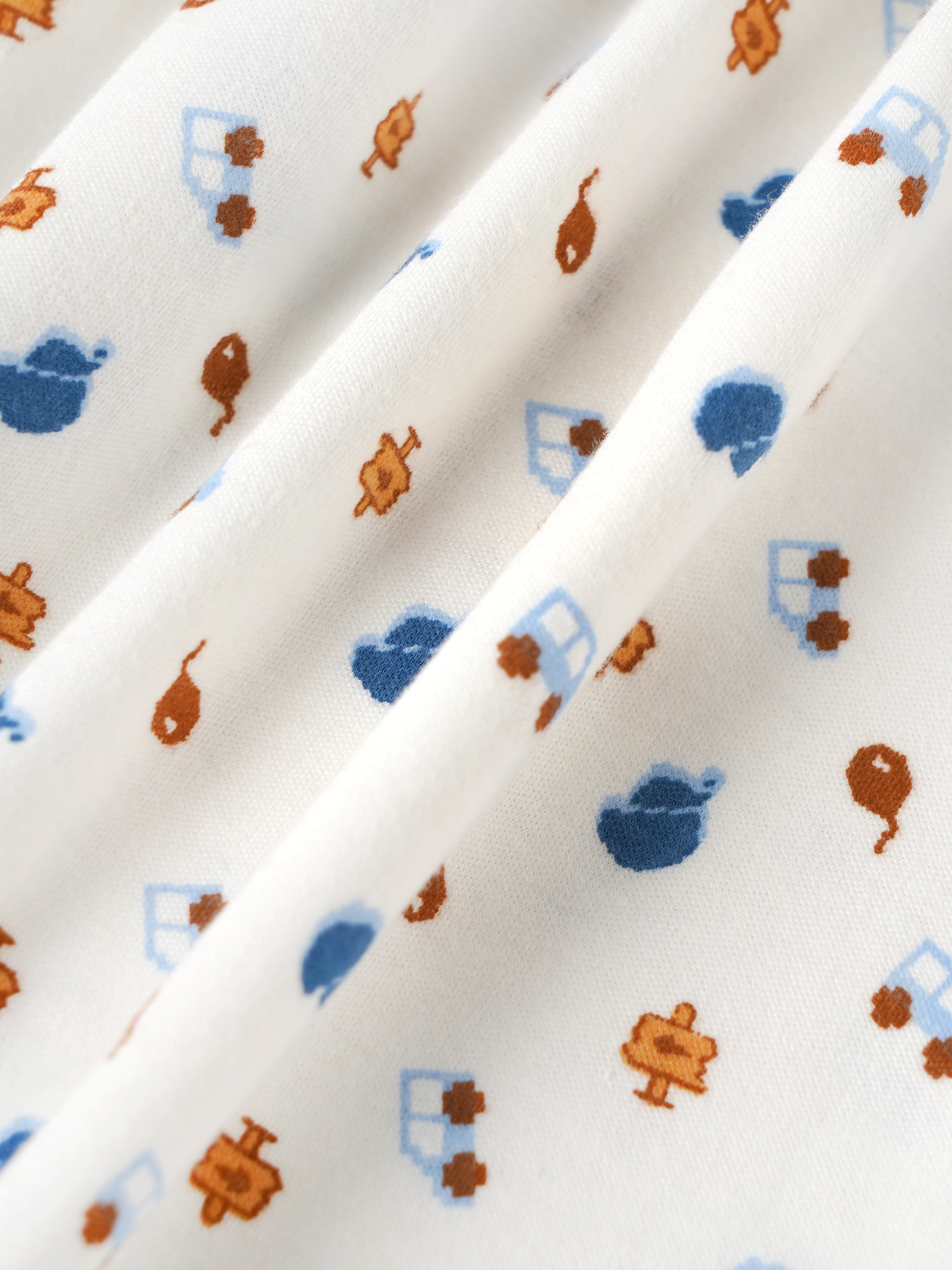 Popees Baby Organic Bamboo Cotton Printed Unisex Romper | White | Tiny Baby to 6 Months