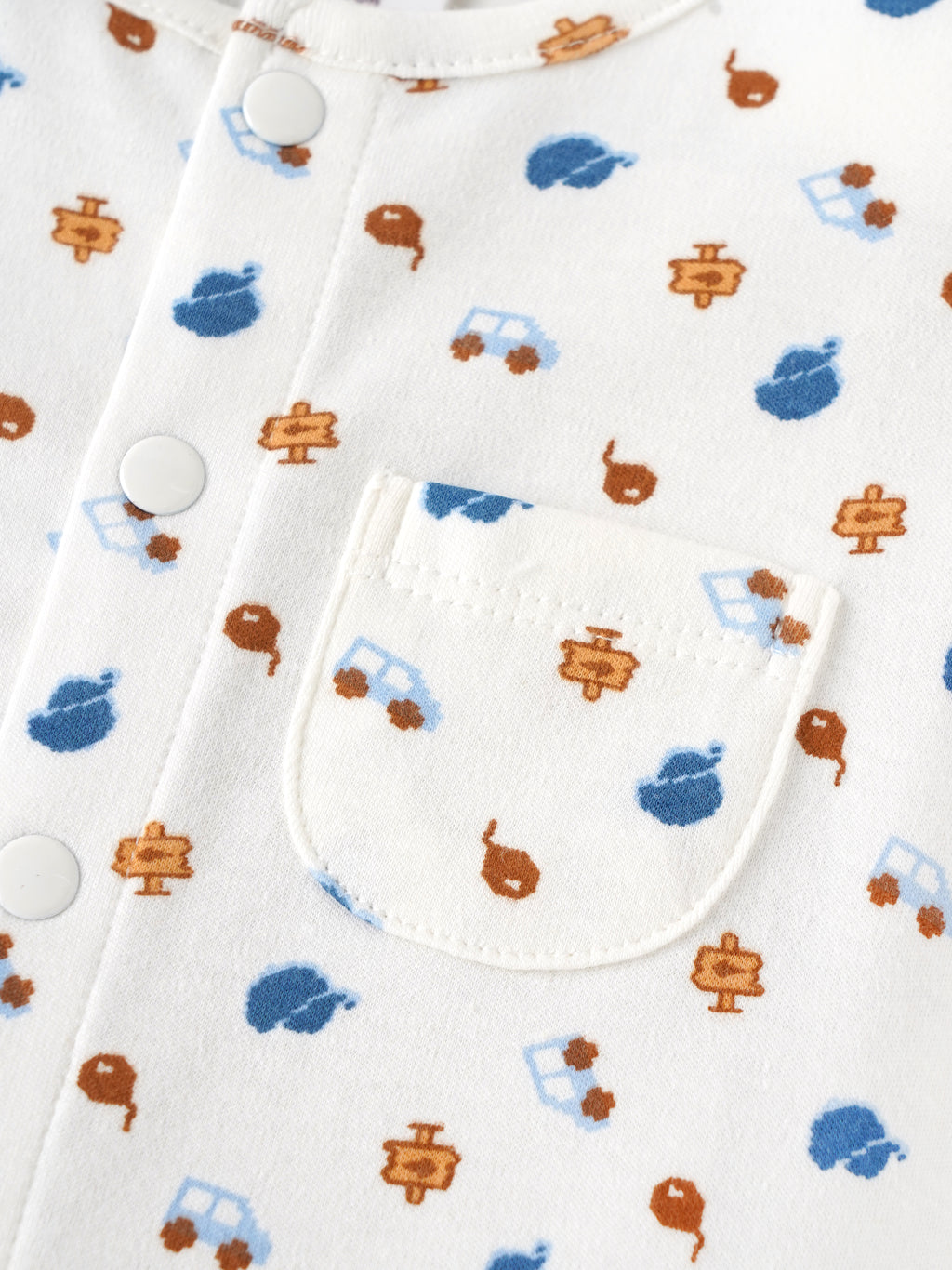 Popees Baby Organic Bamboo Cotton Printed Unisex Romper | White | Tiny Baby to 6 Months