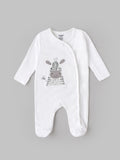 Popees Baby  Full Sleeve Unisex Sleepsuit with Foot Cover | Zebra Printed |Side Snap Button Closure |0–9 Months