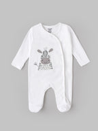 Popees Baby  Full Sleeve Unisex Sleepsuit with Foot Cover | Zebra Printed |Side Snap Button Closure |0–9 Months