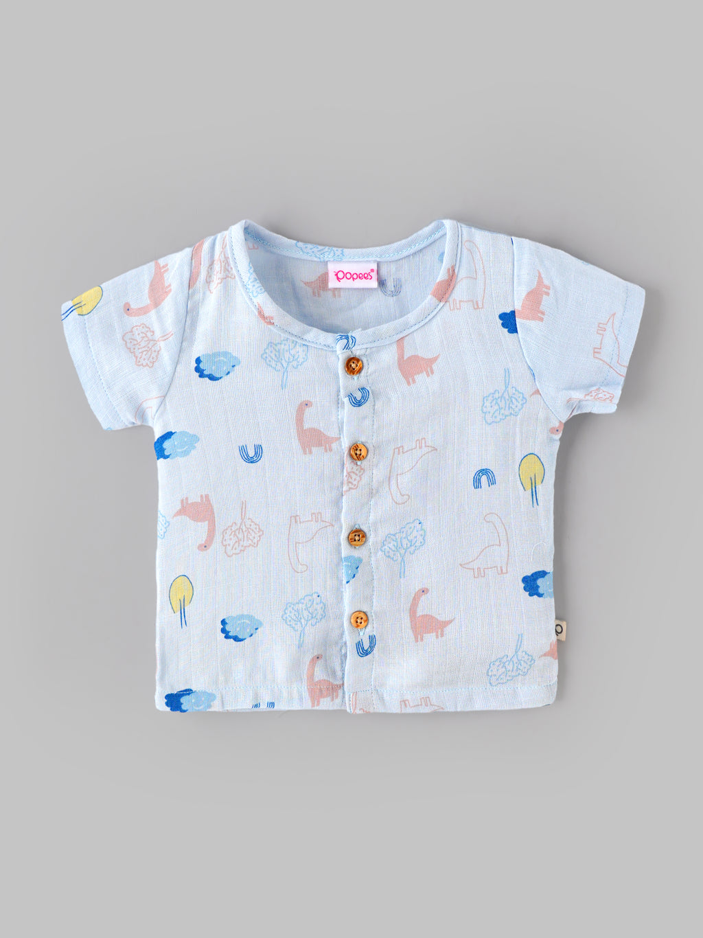 Popees Baby Unisex Dinosaur Print Top & Shorts Set | Soft Cotton Half Sleeve Co-ord Outfit |0–9 Months