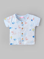 Popees Baby Unisex Dinosaur Print Top & Shorts Set | Soft Cotton Half Sleeve Co-ord Outfit |0–9 Months