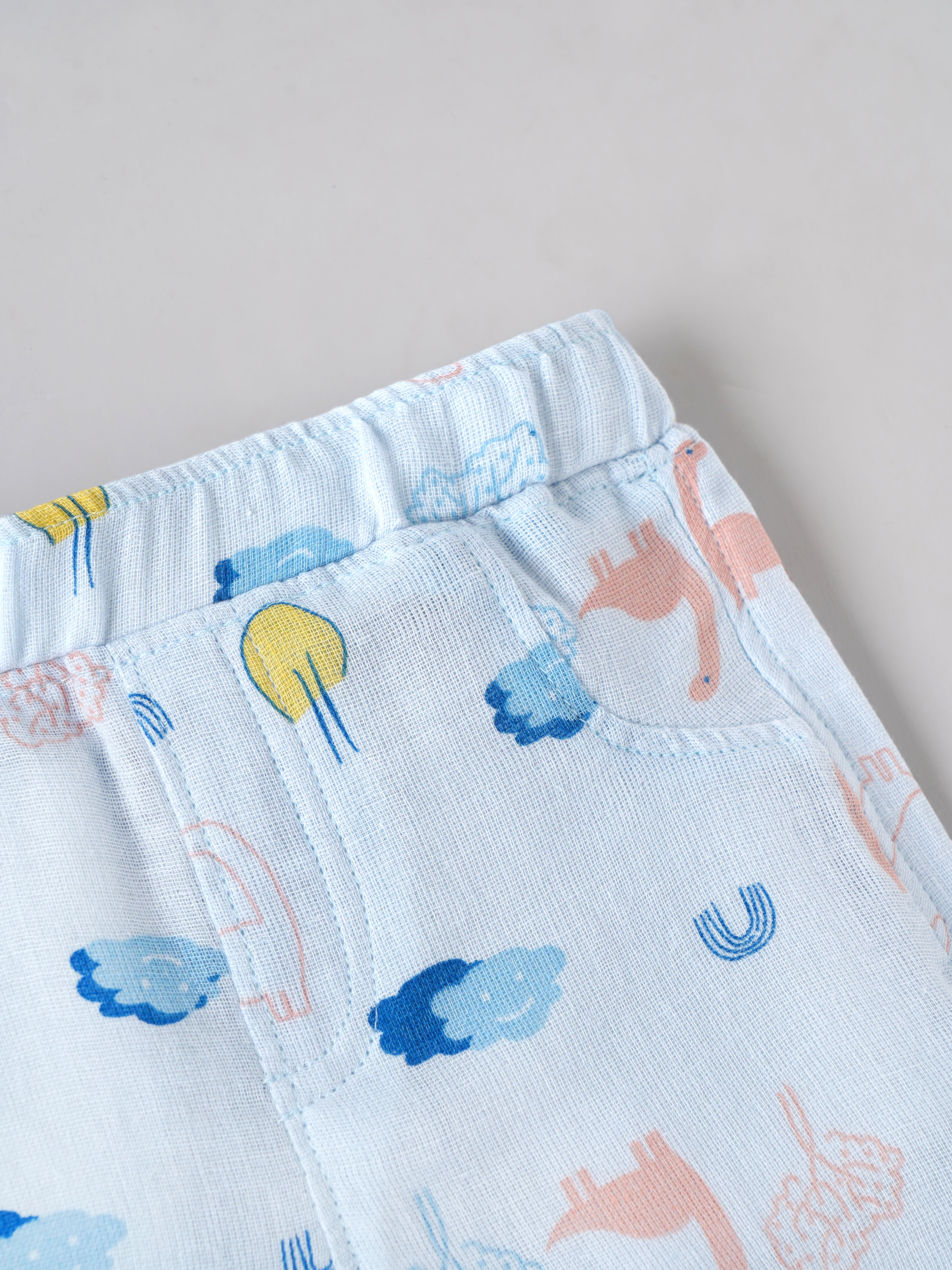 Popees Baby Unisex Dinosaur Print Top & Shorts Set | Soft Cotton Half Sleeve Co-ord Outfit |0–9 Months
