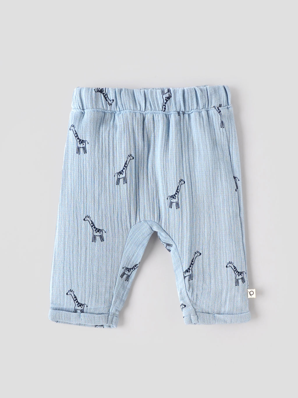 Popees Unisex Giraffe Print 3-Piece Clothing Set | Soft Muslin Cotton Wrap Top, Pants & Bonnet | Blue | NB-9 Months