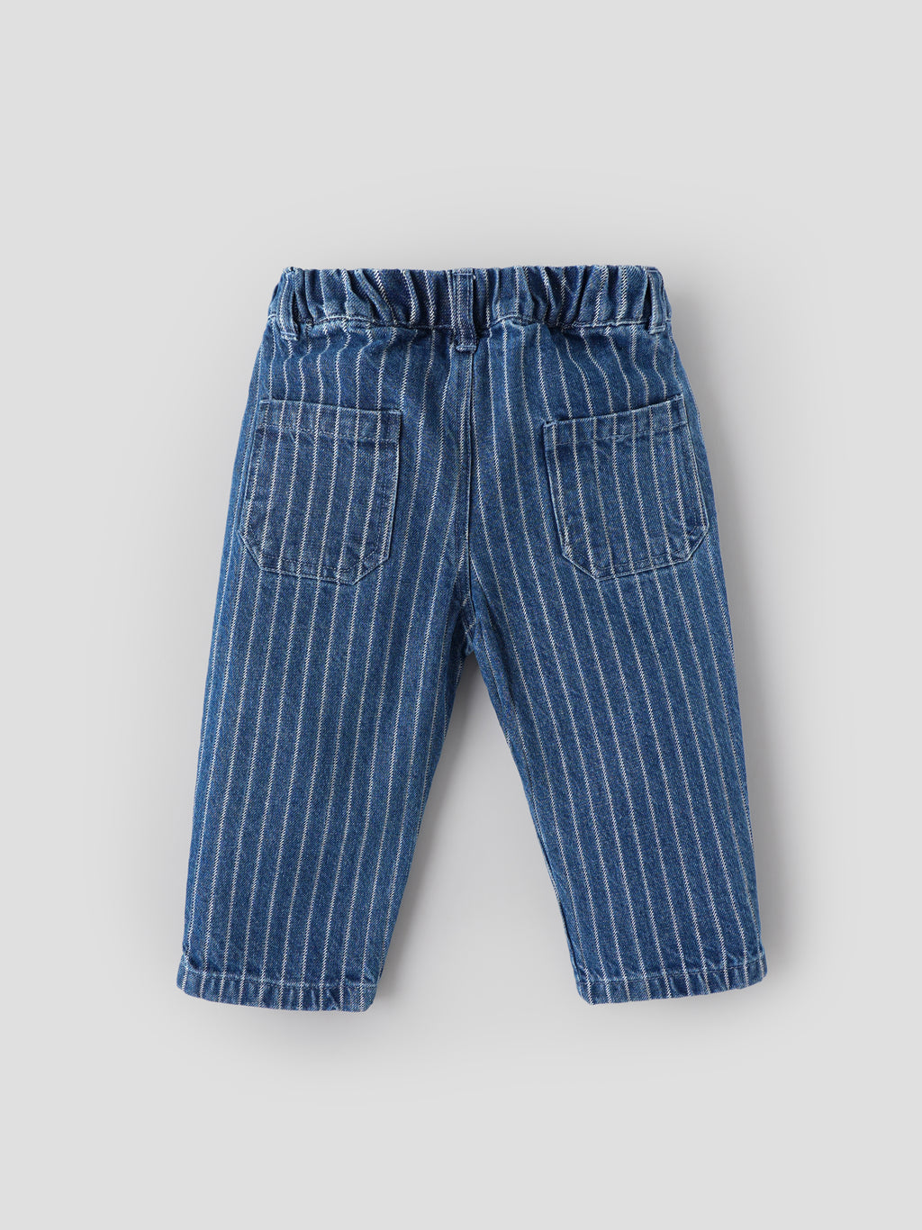 Popees Baby Boys Stylish Striped Denim Pants | Soft & Comfortable Elastic Waist Jeans | Casual Full-Length Trousers | Blue| 9 Months To 4 Years