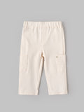 Popees Baby Boys Cream Cargo Pants with Elasticated Waistband & Side Pockets |1-4 Years