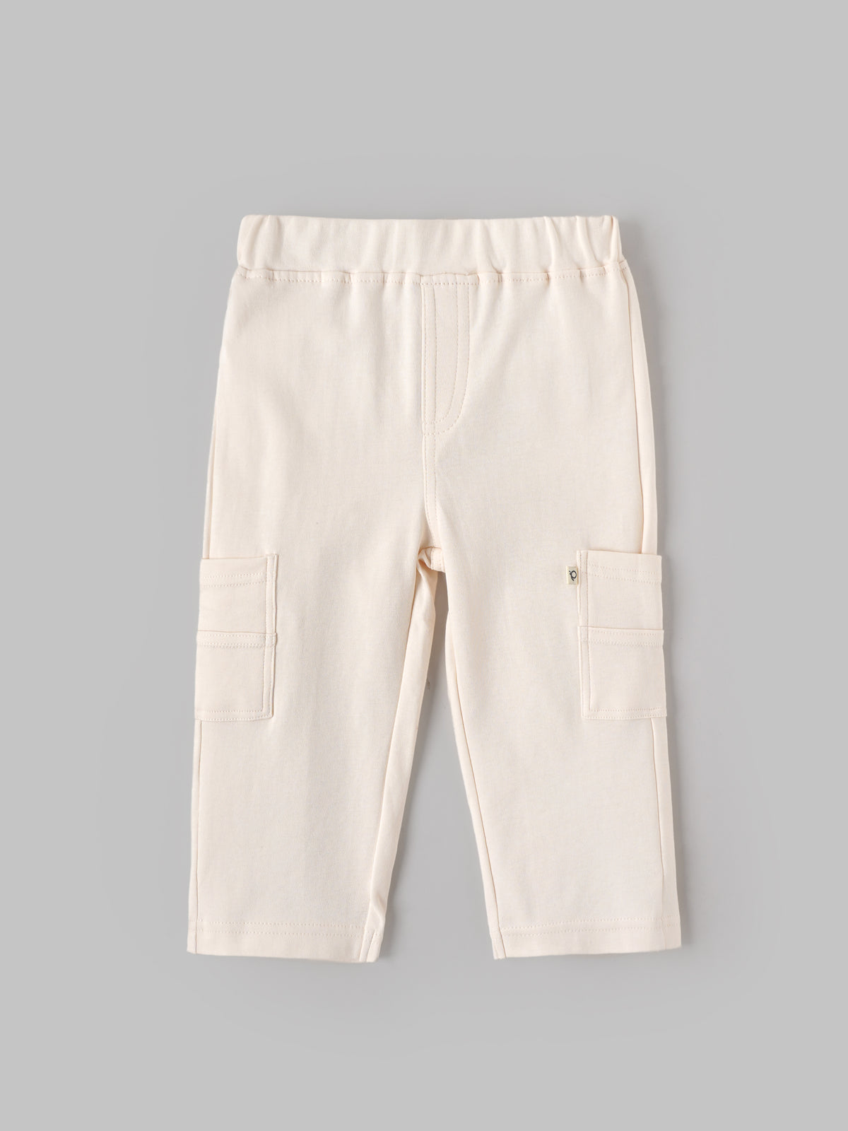 Popees Baby Boys Cream Cargo Pants with Elasticated Waistband & Side Pockets |1-4 Years