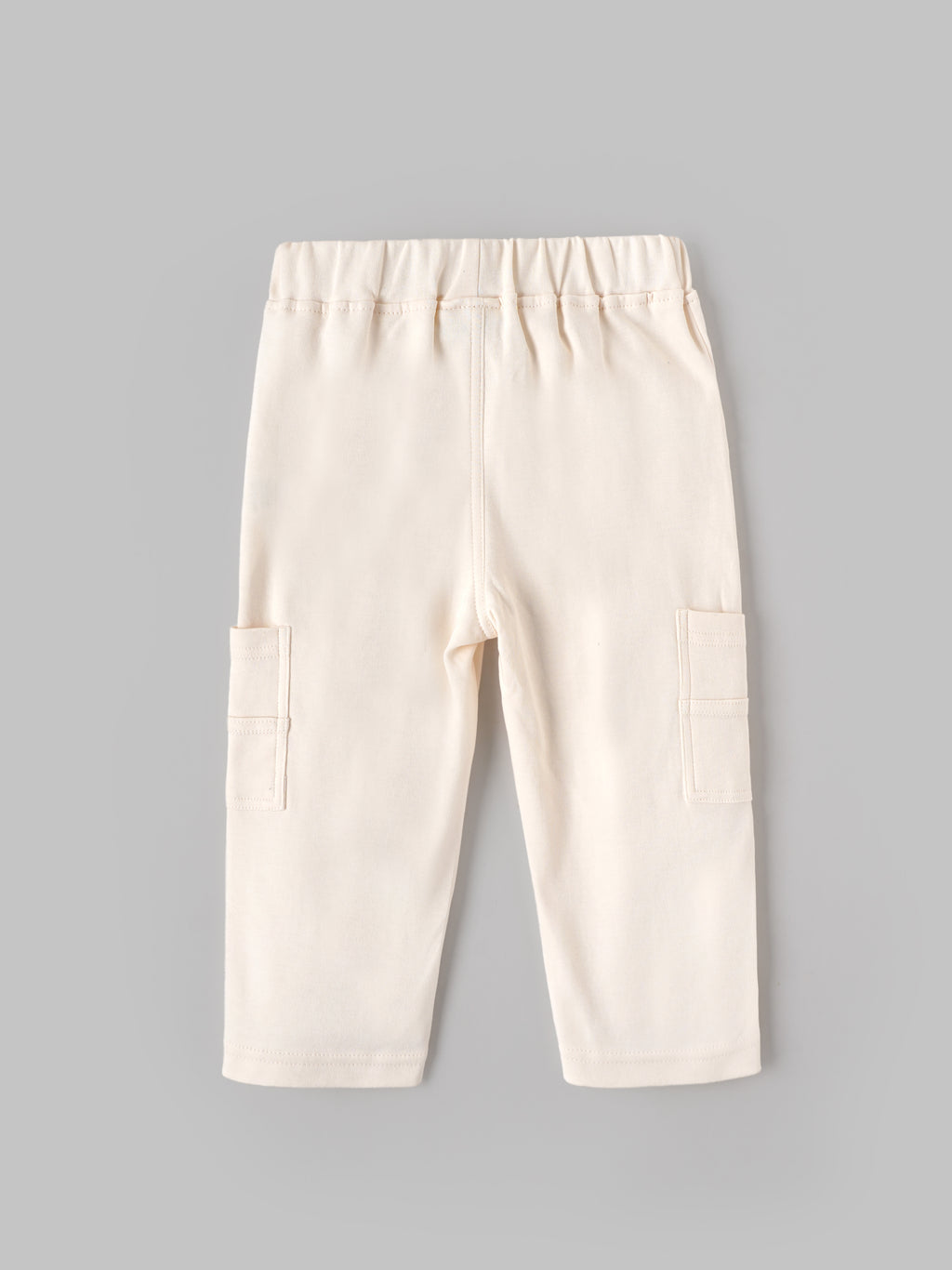 Popees Baby Boys Cream Cargo Pants with Elasticated Waistband & Side Pockets |1-4 Years
