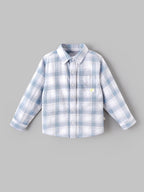 Popees Baby Boys Cotton Full Sleeve Checked Shirt | Soft Button-Down Casual Plaid Shirt with Chest Pocket | Blue & White | 9 Months–4 Years