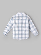 Popees Baby Boys Cotton Full Sleeve Checked Shirt | Soft Button-Down Casual Plaid Shirt with Chest Pocket | Blue & White | 9 Months–4 Years