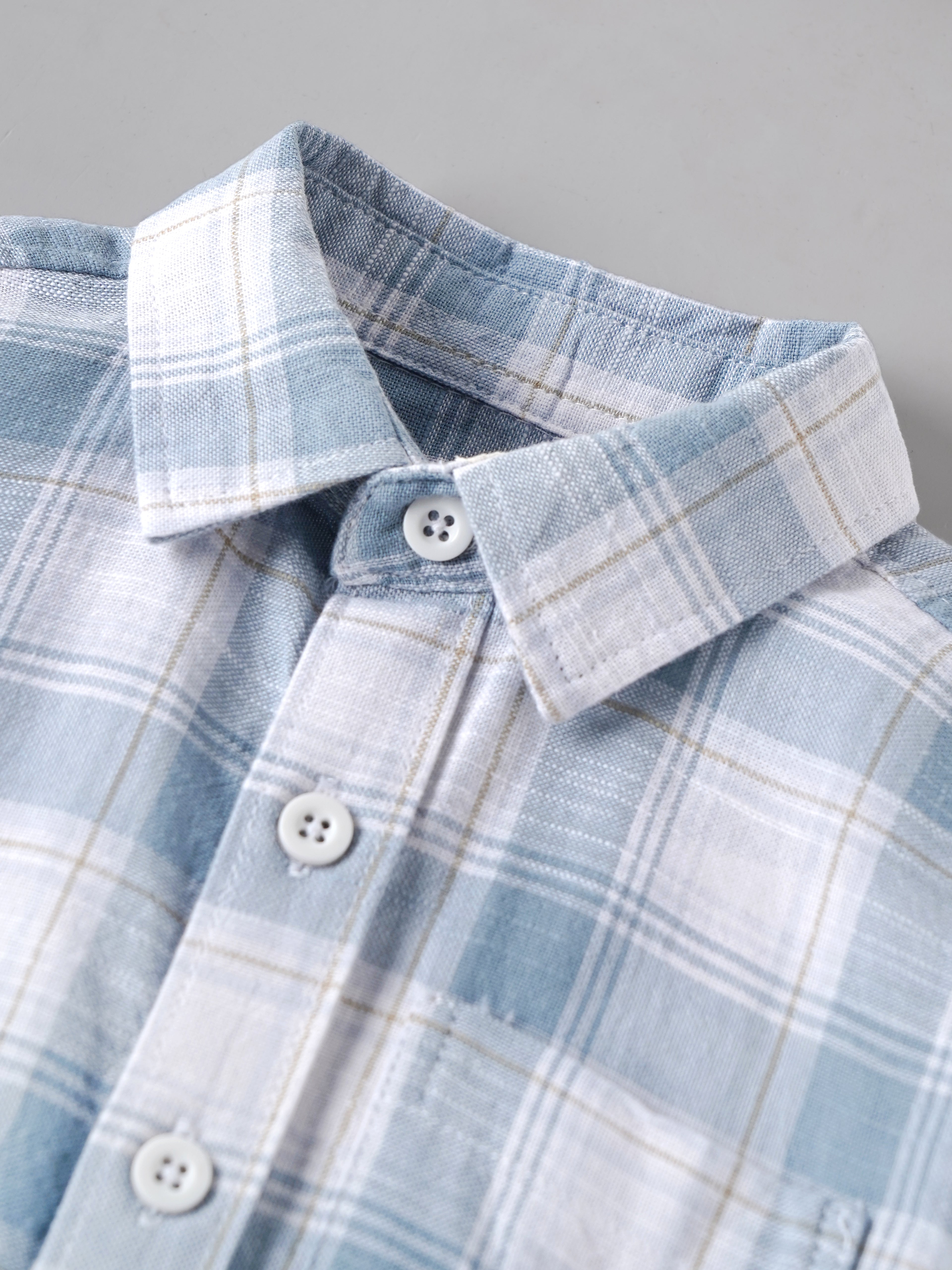 Popees Baby Boys Cotton Full Sleeve Checked Shirt | Soft Button-Down Casual Plaid Shirt with Chest Pocket | Blue & White | 9 Months–4 Years
