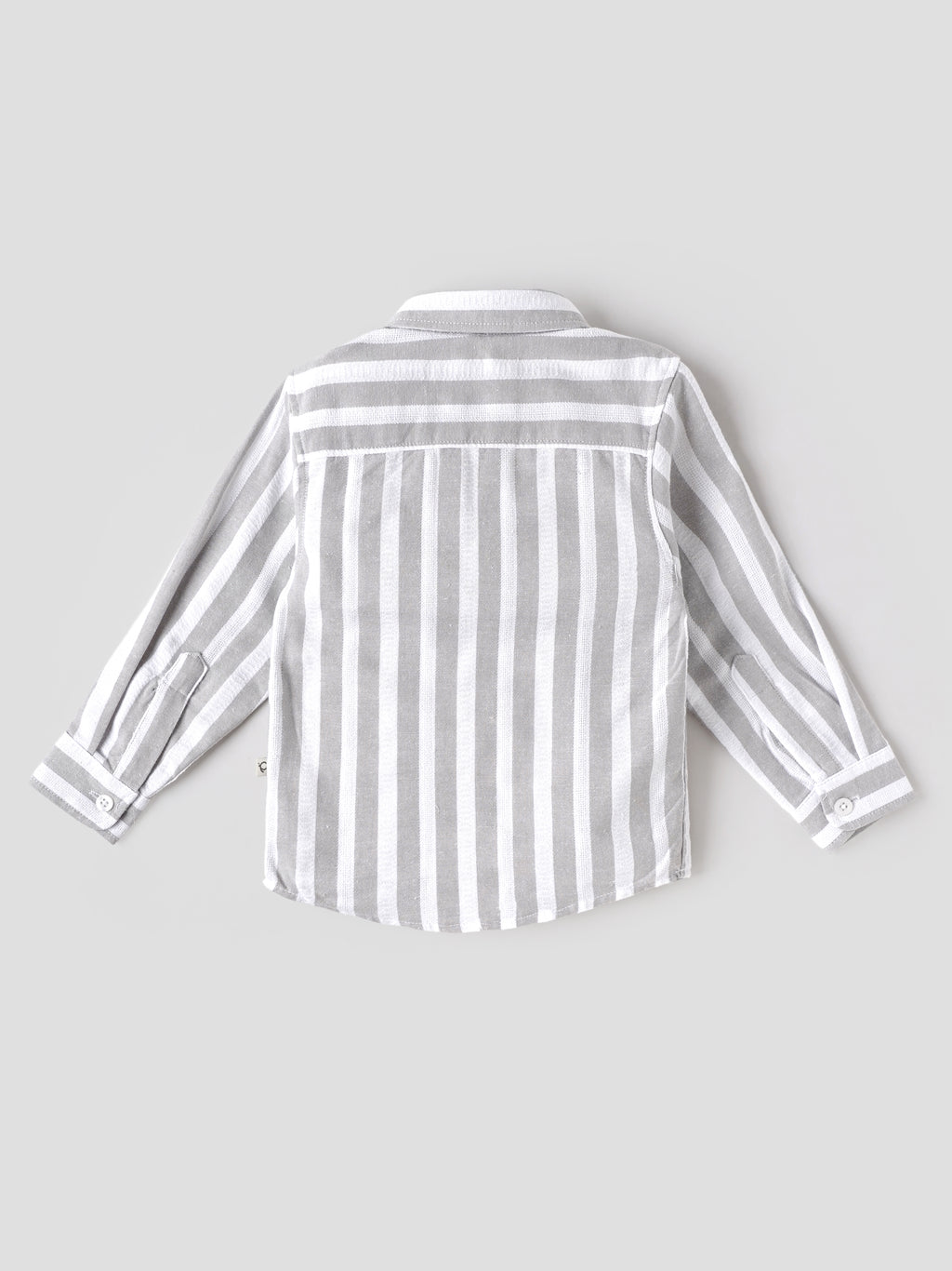 Popees Baby Boys Soft & Stylish Full Sleeve Striped Shirt | Collared Button-Down Shirt with Front Pocket | Grey & White(9M-4Y)
