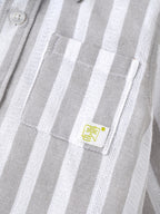 Popees Baby Boys Soft & Stylish Full Sleeve Striped Shirt | Collared Button-Down Shirt with Front Pocket | Grey & White(9M-4Y)