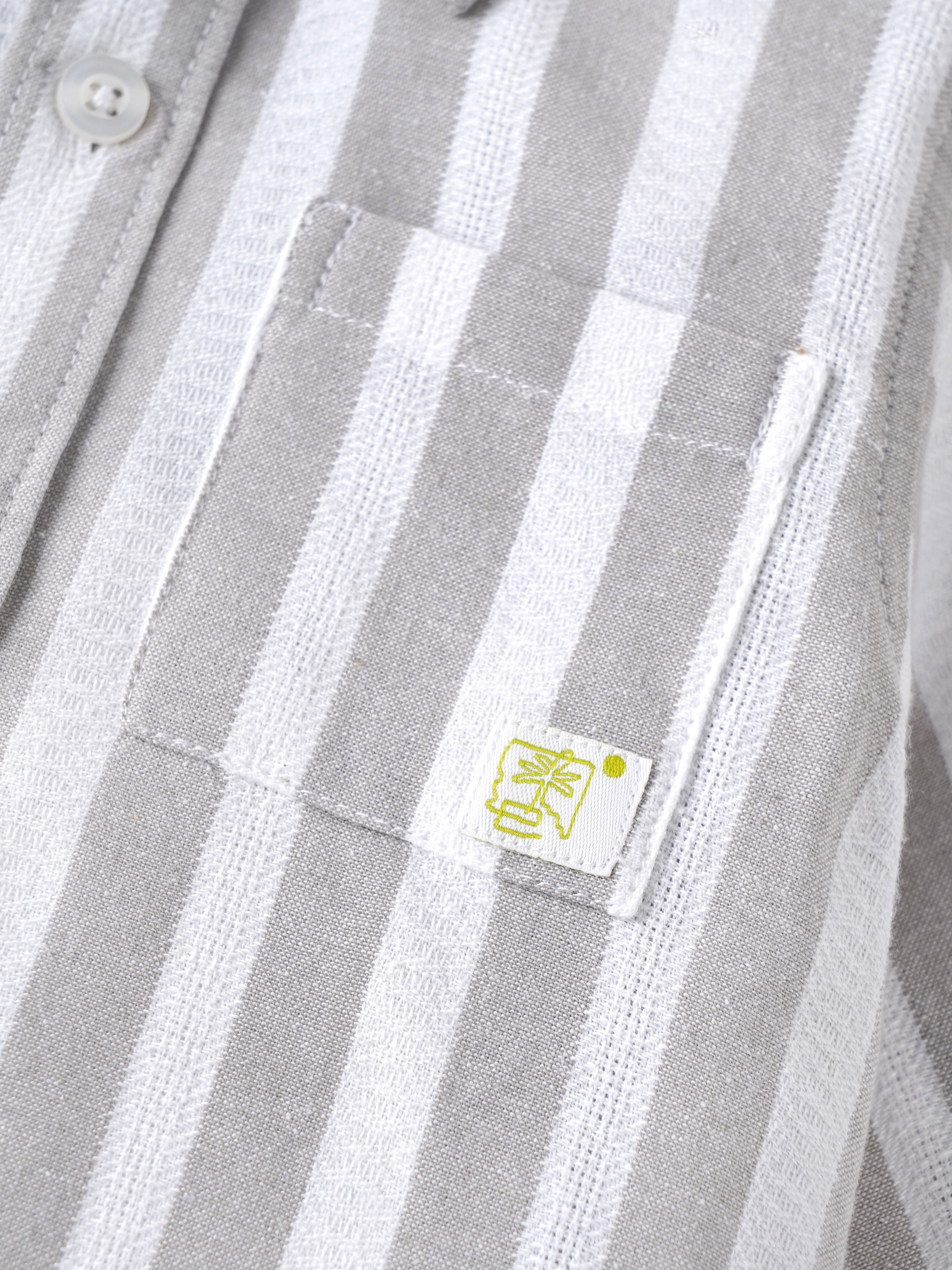 Popees Baby Boys Soft & Stylish Full Sleeve Striped Shirt | Collared Button-Down Shirt with Front Pocket | Grey & White(9M-4Y)